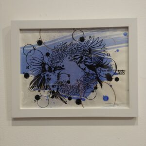 Deux mésanges à la couronne végétale - Lady Alezia - 20x40cm